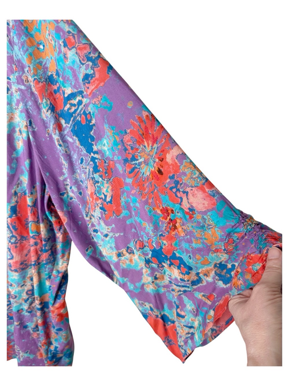 Tolani Collection Edith Modal Top Size 2X Purple Floral 3/4 Sleeves Tassels New - Picture 6 of 15